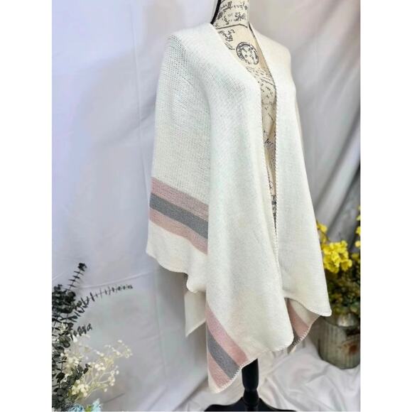 Steve Madden Kimono Shawl Wrap with Pastel Pink/Purple Stripes XL - Picture 2 of 8